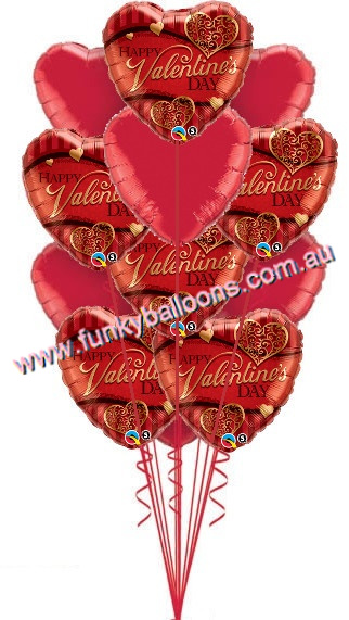 (image for) Valentine's Dozen Red Heart Balloons - Click Image to Close