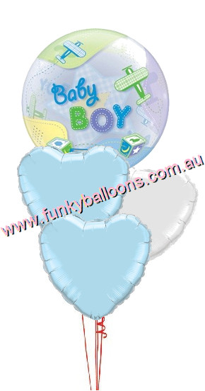 (image for) Baby Boy Bubble & Hearts Bouquet - Click Image to Close