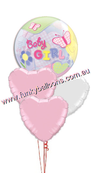 (image for) Baby Girl Bubble & Hearts Bouquet - Click Image to Close