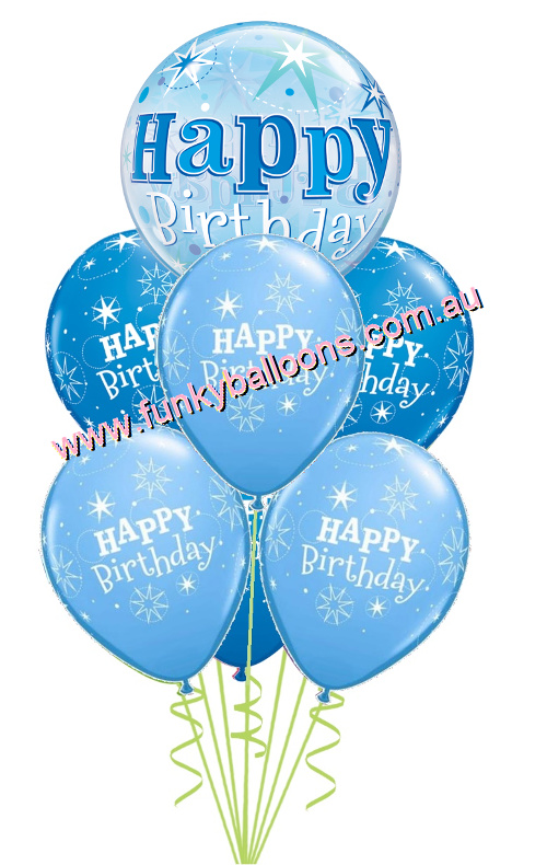 (image for) Blue Starburst Bubble Happy Birthday Bouquet