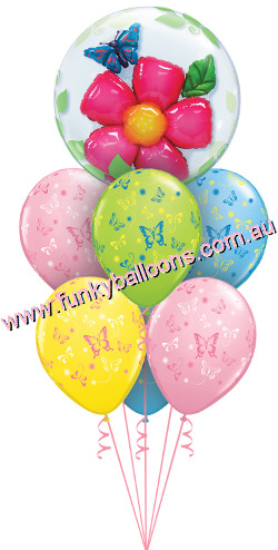 (image for) Butterflies + Flowers Balloon Bouquet - Click Image to Close