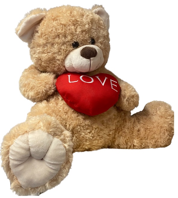 (image for) Plush Tan Bear with Red Heart (45cm)