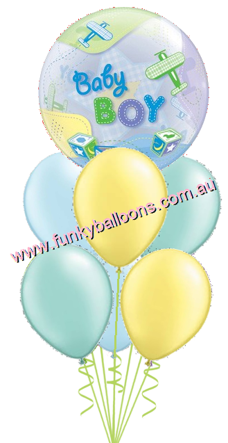 (image for) Baby Boy Bubble & Pastels Bouquet - Click Image to Close