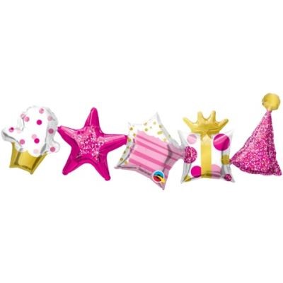 (image for) Balloon Birthday Garland Pink (Air-Filled) - Click Image to Close