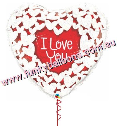Giant Glitter Hearts Foil Balloon