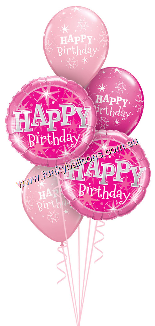 (image for) Hot Pink Happy Birthday Bouquet - Click Image to Close
